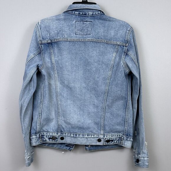 Levi’s Women’s Small Distressed Jean Jacket Trucker Light Wash Holes 100% Cotton - Picture 6 of 11